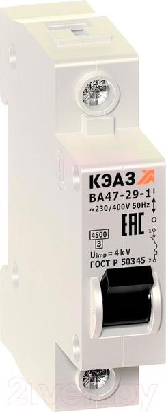 Изображение товара Выключатель автоматический КЭАЗ ВА47-29-1D25 / 253100
