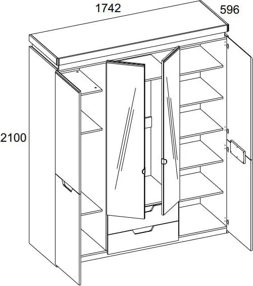 Изображение товара Шкаф Anrex Torino 4DG2S Z (белый/дуб наварра)
