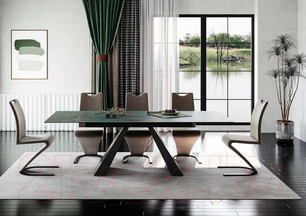 Изображение товара Обеденный стол Signal Salvadore / Dossierdc160 (бирюзовый Ossido Verde/черный матовый)