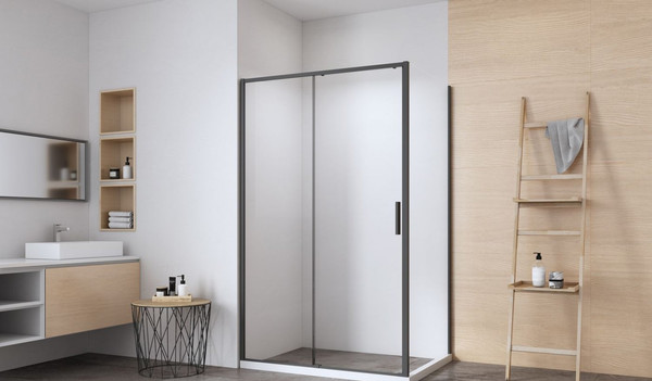 Изображение товара Душевая стенка Aquanet Pleasure Evo 90 / AE65-F90-BT (черный анодированный)