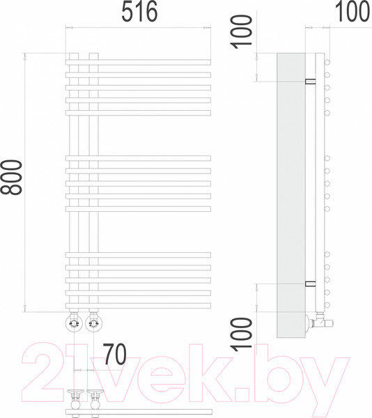 Изображение товара Полотенцесушитель водяной Terminus Астра П15 70x800 (RAL 9003)