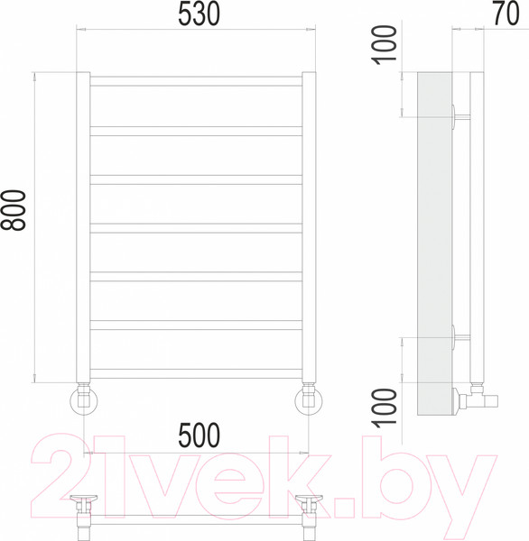 Изображение товара Полотенцесушитель водяной Terminus Контур П7 500x800 (RAL 9003)