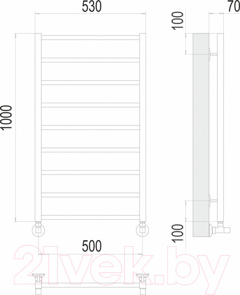 Изображение товара Полотенцесушитель водяной Terminus Контур П9 500x1000 (RAL 9003)
