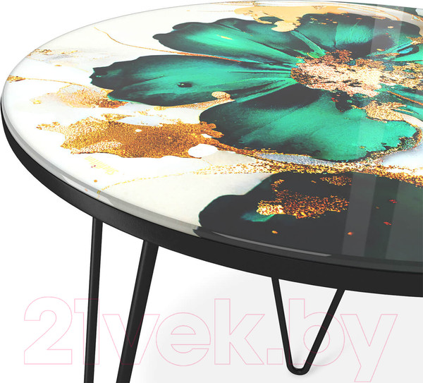 Изображение товара Журнальный столик Sheffilton SHT-CT27 (малахитово-зеленый/черный муар)
