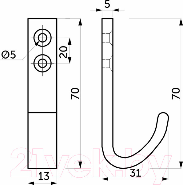 Изображение товара Крючок для одежды AKS Flex (алюминий)