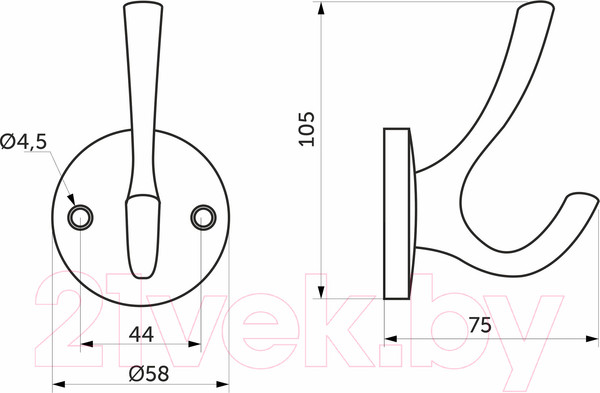 Изображение товара Крючок для одежды AKS Horn (черный)