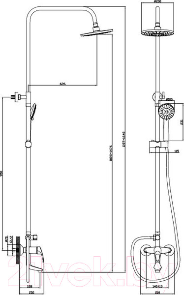 Изображение товара Душевая система со смесителем Diadonna D80335111