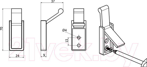 Изображение товара Крючок для одежды AKS Klick (белый)