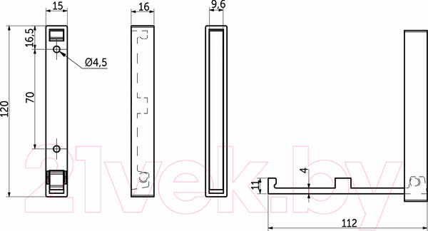 Изображение товара Крючок для одежды AKS Step (матовый хром)