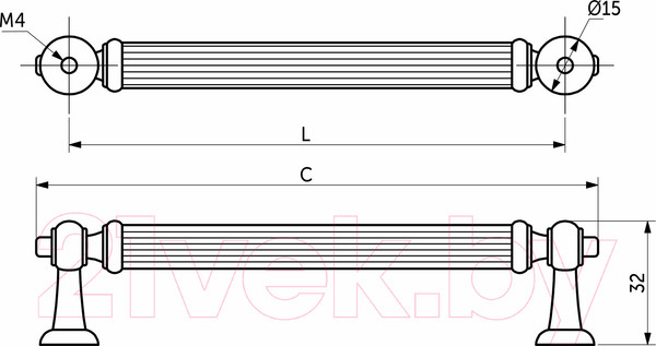 Изображение товара Ручка для мебели AKS Adam-128 (черный матовый)