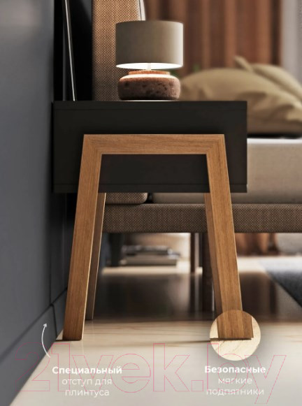 Изображение товара Прикроватная тумба Crafto Руби 02 44x40x50 (графит)