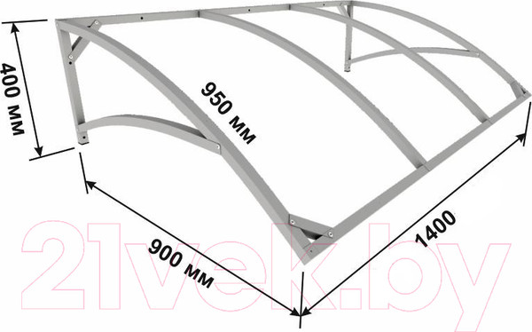 Изображение товара Каркас козырька ИМпласт Скат Цинк 1400х900