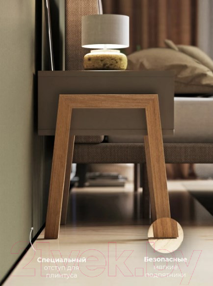 Изображение товара Прикроватная тумба Crafto Руби 03 44x40x50 (латте)