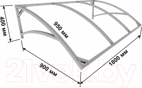 Изображение товара Каркас козырька ИМпласт Скат Цинк 1800х900