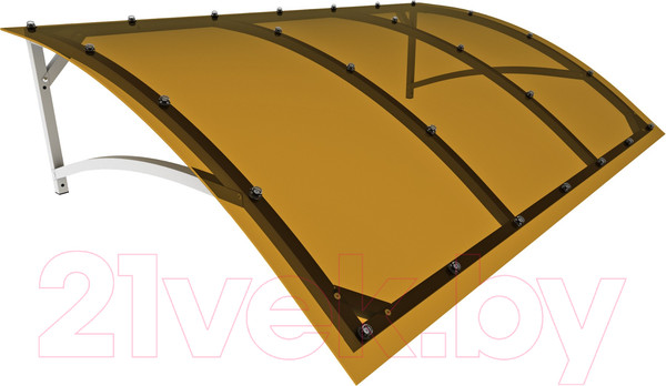 Изображение товара Козырек ИМпласт Скат Цинк 1400х950 Янтарь (с сотовым поликарбонатом 6мм)