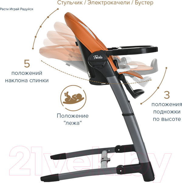 Изображение товара Стульчик для кормления Pituso Triola 3 в 1 / SG116 (Black Frame/Orange)