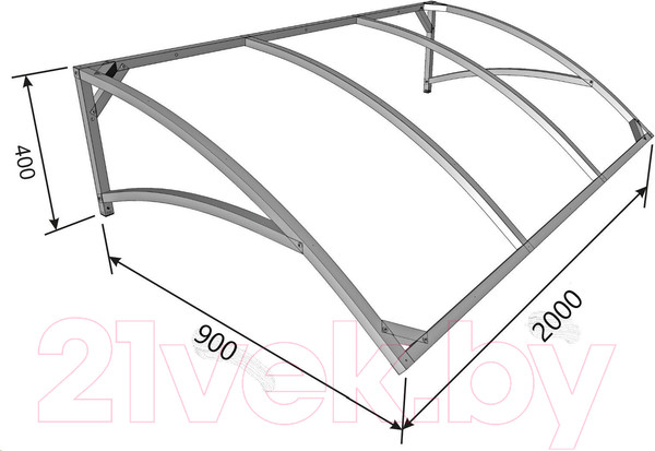 Изображение товара Каркас козырька ИМпласт Скат Цинк 2000х900