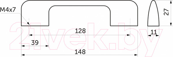 Изображение товара Ручка для мебели AKS Orion-128 (алюминий, матовый хром)
