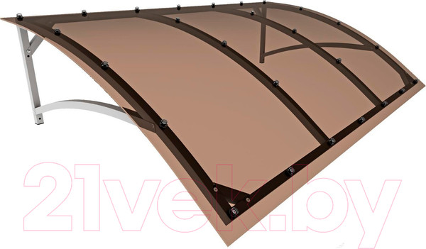 Изображение товара Козырек ИМпласт Скат Цинк 2000х950 Тонированный (с сотовым поликарбонатом 6мм)