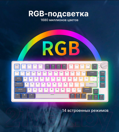Изображение товара Клавиатура Royal Kludge RK-H81 RGB (белый, Cyan Switch)