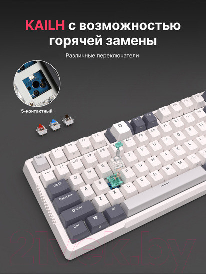 Изображение товара Клавиатура Royal Kludge RK-H81 RGB (белый, Cyan Switch)