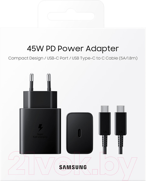Изображение товара Зарядное устройство сетевое Samsung EP-T4510XBEGRU (черный)