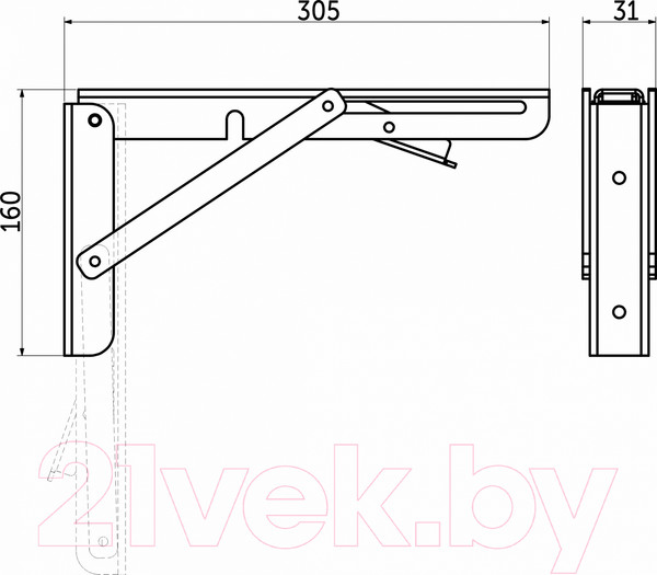 Изображение товара Полкодержатель AKS Складной 1 300 (белый)