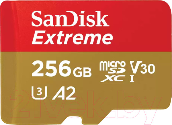 Изображение товара Карта памяти SanDisk microSDXC Extreme UHS-I U3 V30 A2 256GB (SDSQXAV-256G-GN6MN)