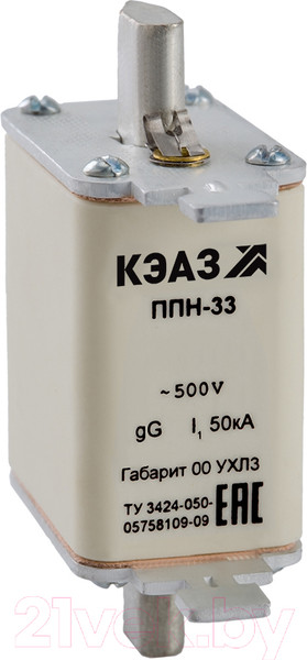 Изображение товара Предохранитель плавкий низковольтный КЭАЗ ППН-33-X3-00-20А-УХЛ3 / 111352