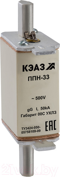 Изображение товара Предохранитель плавкий низковольтный КЭАЗ ППН-33-X3-00С-10А-УХЛ3 / 111360
