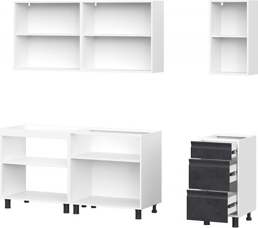 Изображение товара Кухонный гарнитур SV-мебель Вельвет 2.0 (белый/бетон снежный/бетон графит)