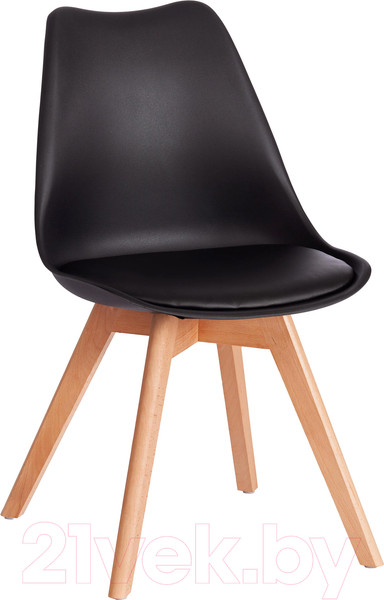 Изображение товара Стул Tetchair Tulip дерево/пластик/экокожа (черный)