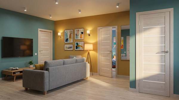 Изображение товара Дверной блок Юни Бона 01 комплект 90x200 (лиственица сибиу/стекло белое)