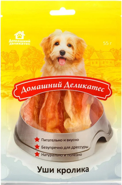 Изображение товара Лакомство для собак Домашний деликатес Уши кролика (MIX) (55г)