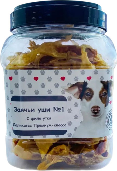 Изображение товара Лакомство для собак O'dog Заячьи уши №1 с филе утки (500г)