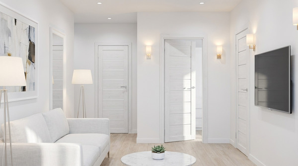 Изображение товара Дверной блок Юни Бона 01 комплект 60x200 (лиственица сибиу/стекло белое)