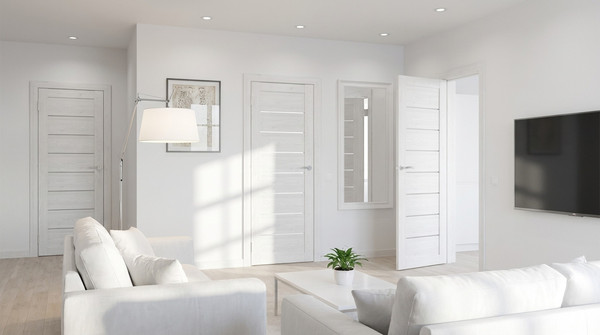 Изображение товара Дверной блок Юни Бона 01 комплект 60x200 (лиственица сибиу/стекло белое)