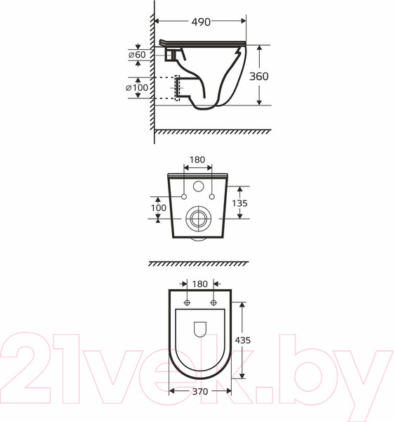 Изображение товара Унитаз подвесной White Wave Meridian Tornado Flush (белый глянец)