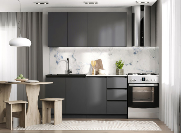 Изображение товара Кухонный гарнитур Артём-Мебель Мэри СН-114 ДСП 1.6м (серый графит)