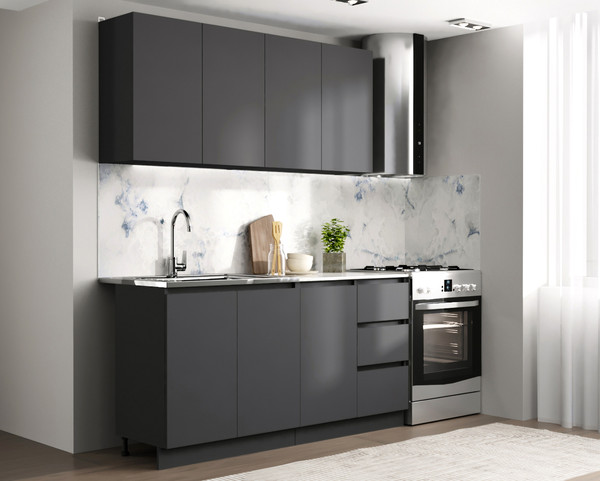 Изображение товара Кухонный гарнитур Артём-Мебель Мэри СН-114 ДСП 1.6м (серый графит)