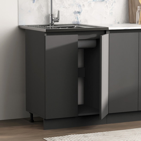 Изображение товара Кухонный гарнитур Артём-Мебель Мэри СН-114 ДСП 1.8м (серый графит)