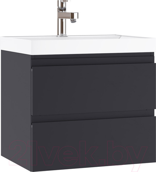 Изображение товара Тумба под умывальник Домино Classica 60 Graffo подвесная В2 / DGr2111T (графит матовый)