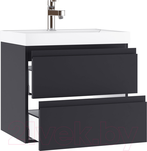 Изображение товара Тумба под умывальник Домино Classica 60 Graffo подвесная В2 / DGr2111T (графит матовый)