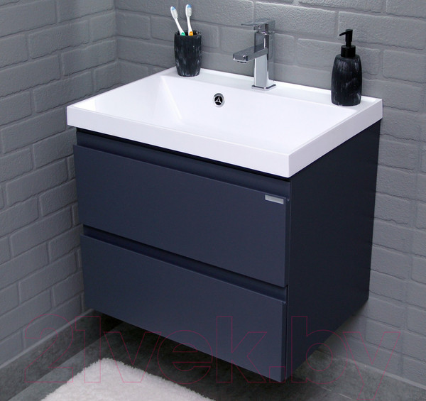 Изображение товара Тумба под умывальник Домино Classica 60 Graffo подвесная В2 / DGr2111T (графит матовый)