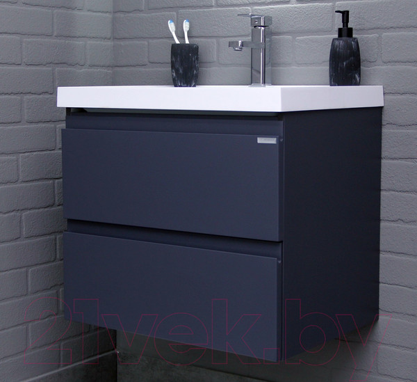Изображение товара Тумба под умывальник Домино Classica 60 Graffo подвесная В2 / DGr2111T (графит матовый)
