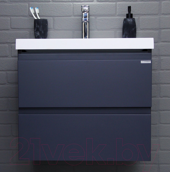 Изображение товара Тумба под умывальник Домино Classica 60 Graffo подвесная В2 / DGr2111T (графит матовый)