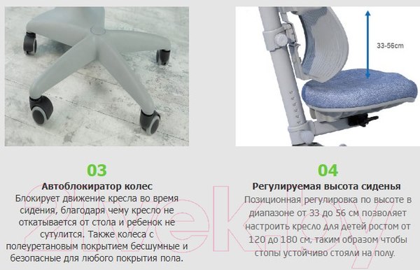 Изображение товара Кресло детское Comf-Pro SpeedUltra растущее (голубой джинс/салатовый чехол)