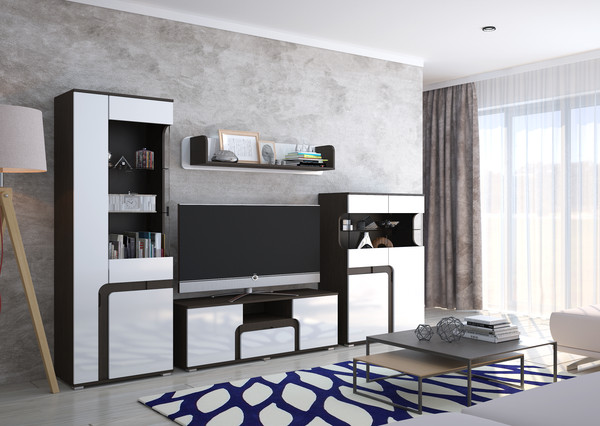 Изображение товара Шкаф Горизонт Мебель Марсель (венге/белый глянец)