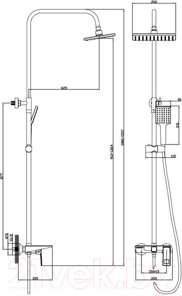 Изображение товара Душевая система со смесителем Diadonna Д80-335116