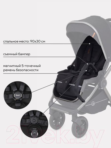 Изображение товара Детская универсальная коляска Rant Falcon 3 в 1 / RA098 (Black)